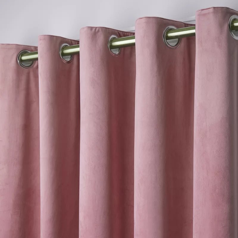 Blush velvet eyelet curtains pair by Nylsa