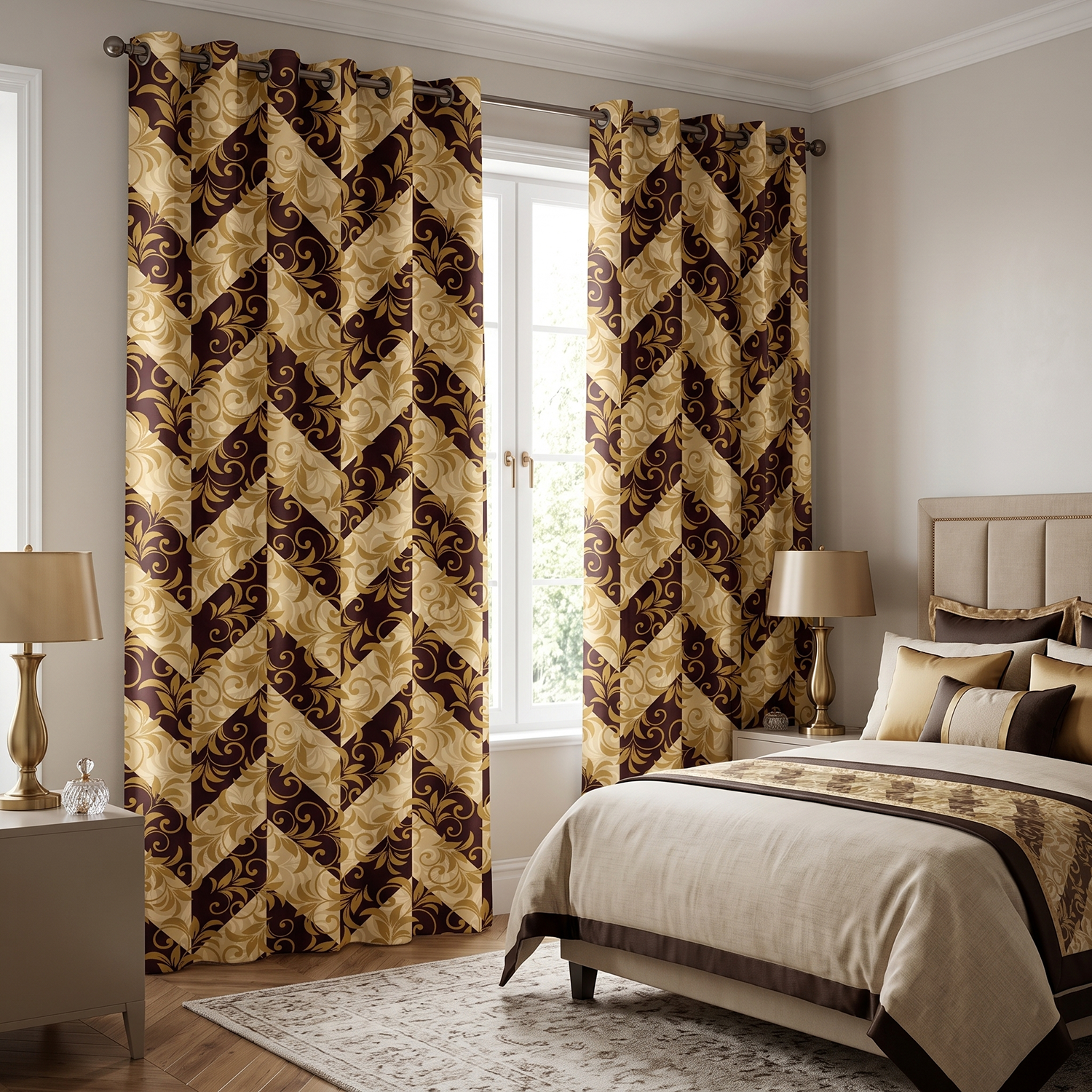 Majesty Digital Printed Eyelet Curtains – Pair