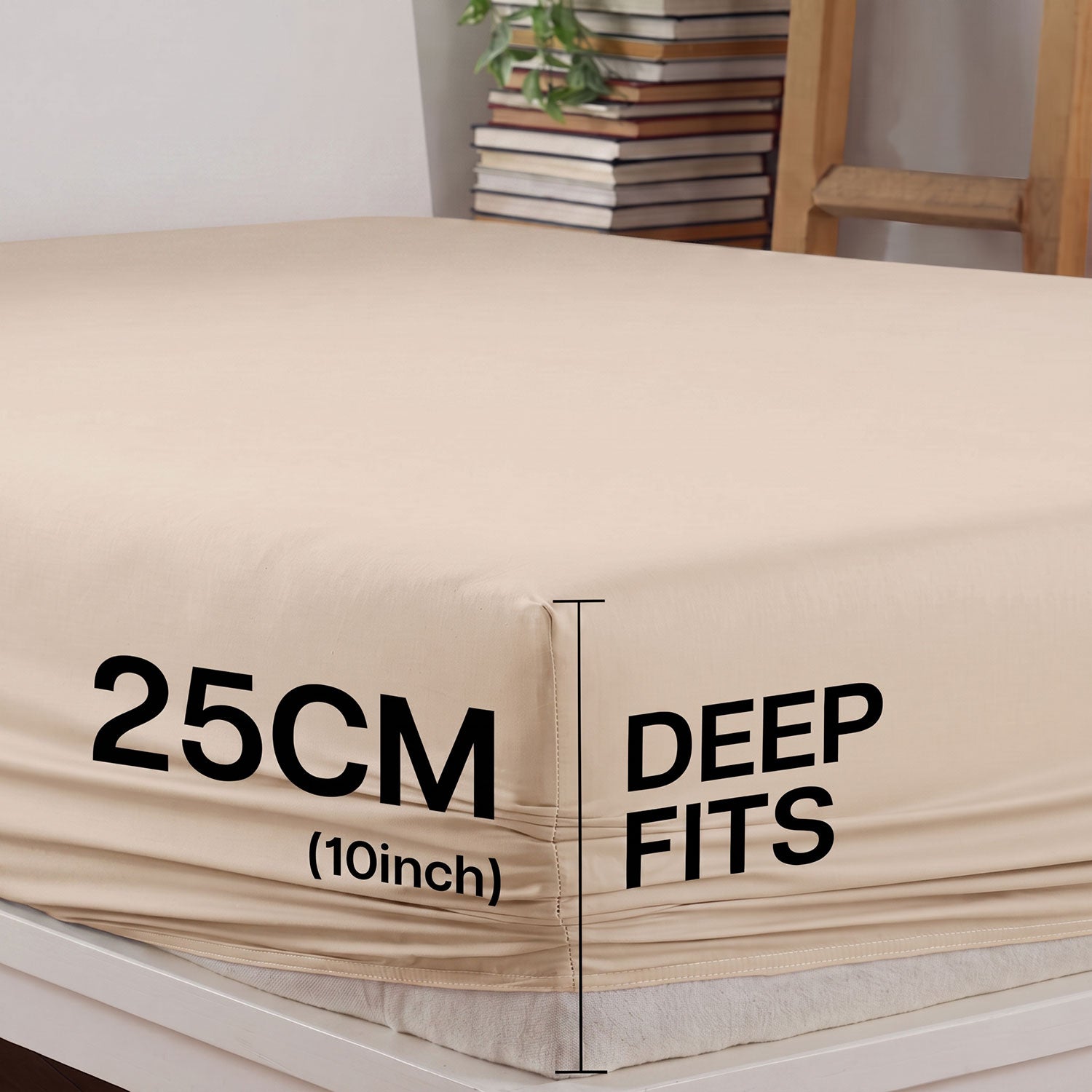 Beige 100% cotton fitted sheet by Nylsa