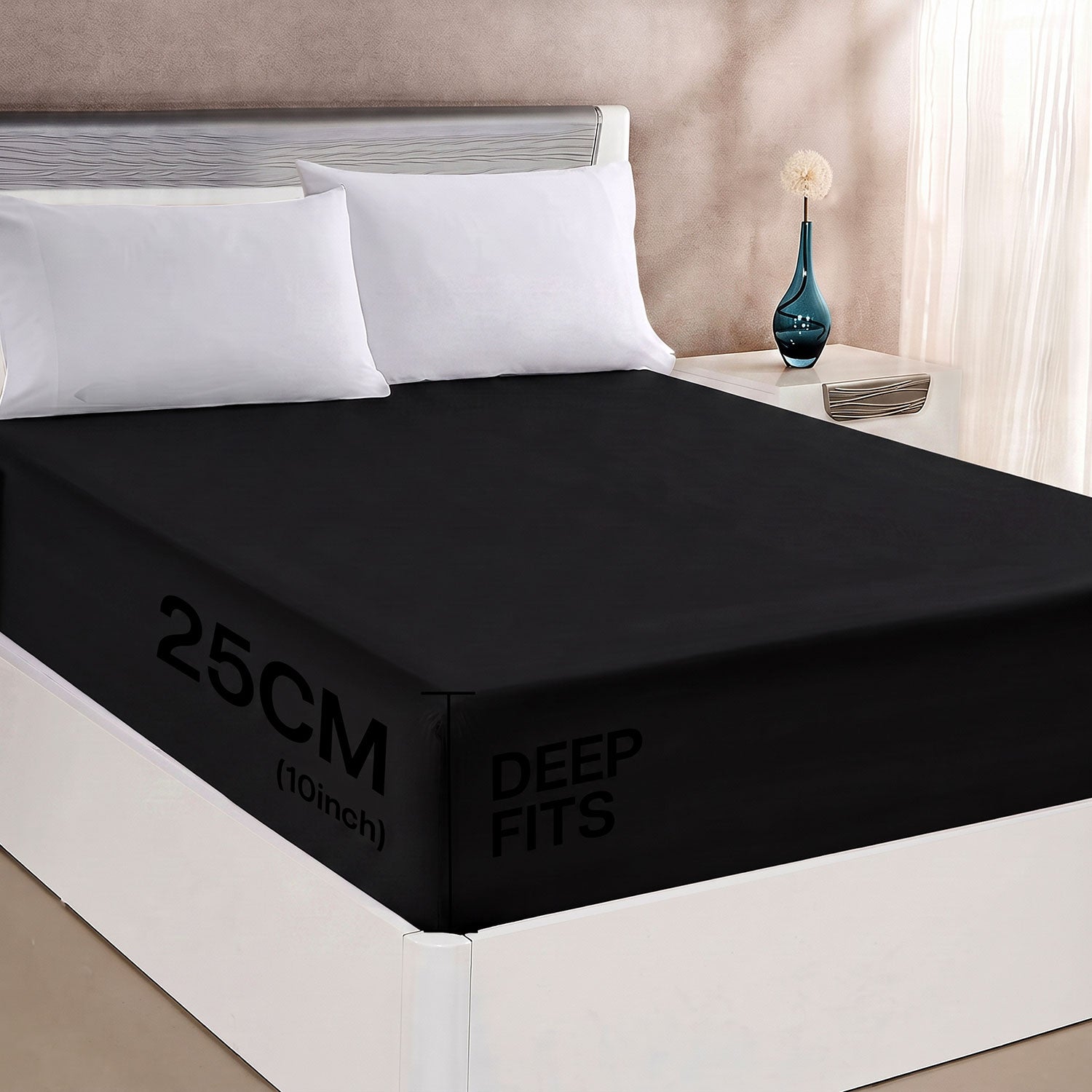 Black 100% cotton fitted sheet by Nylsa