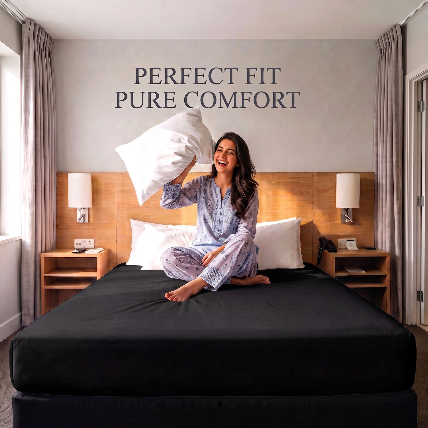 Black 100% cotton fitted sheet by Nylsa