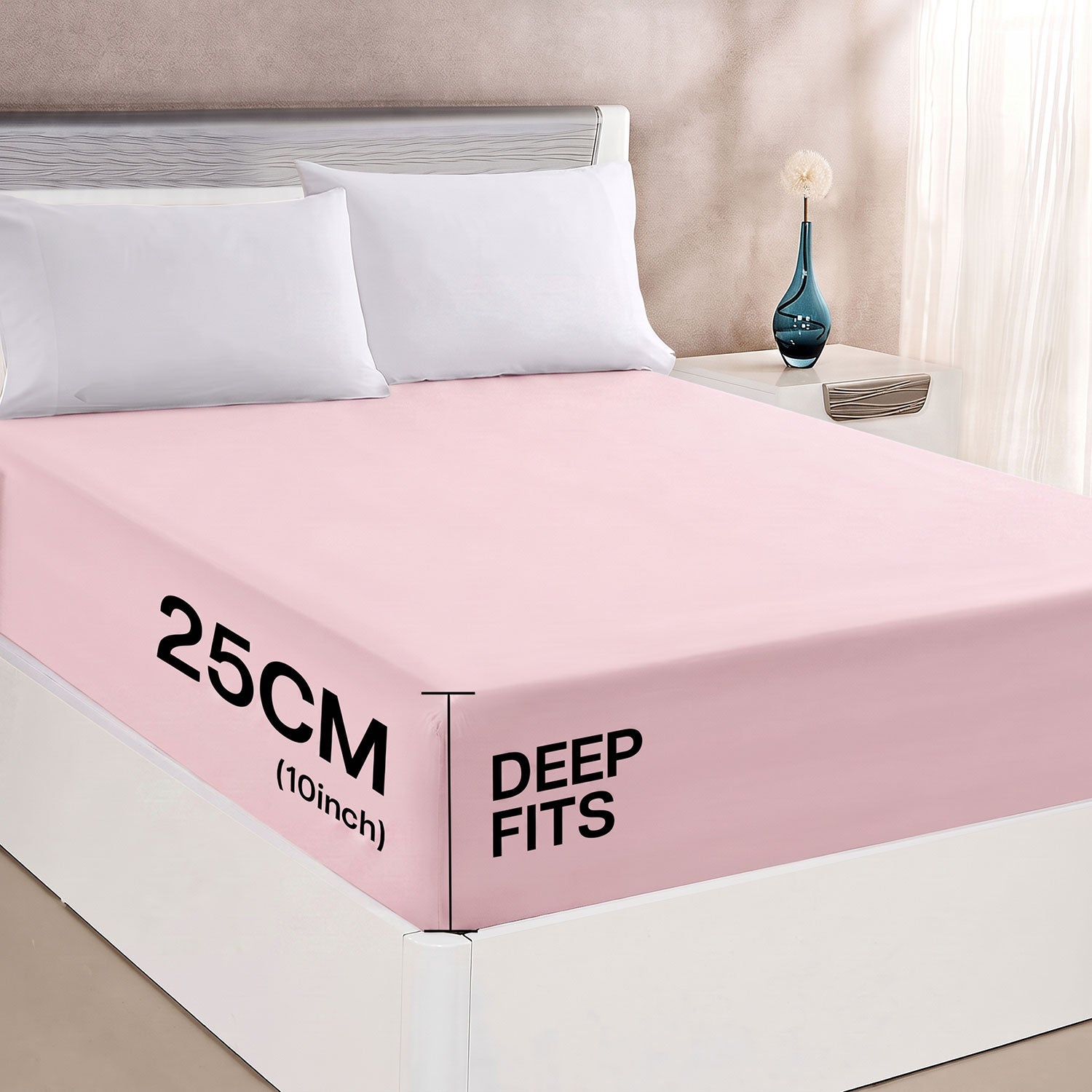 Blush 100% cotton fitted sheet by Nylsa