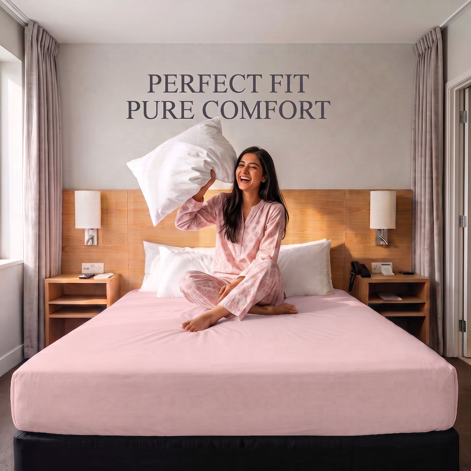 Blush 100% cotton fitted sheet by Nylsa