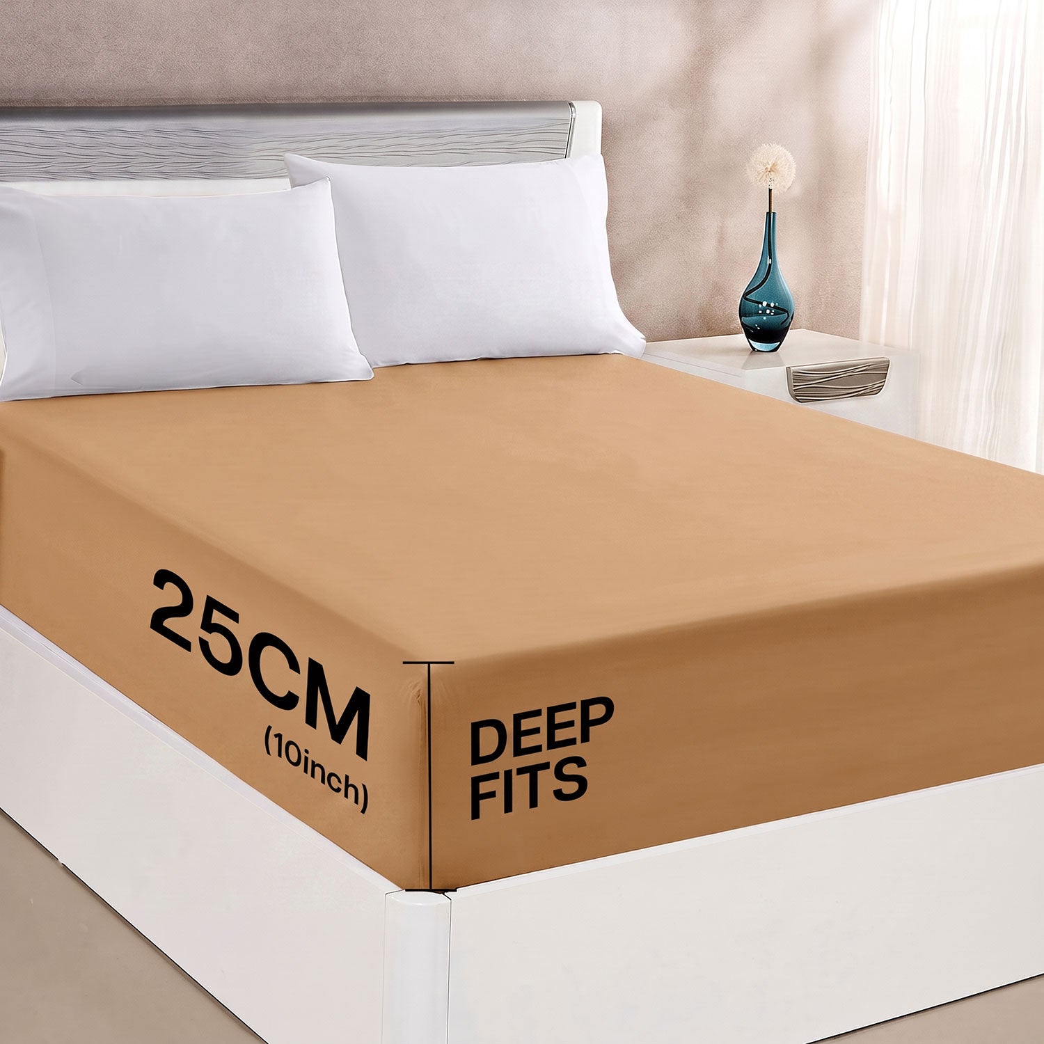 Camel 100% cotton fitted sheet by Nylsa