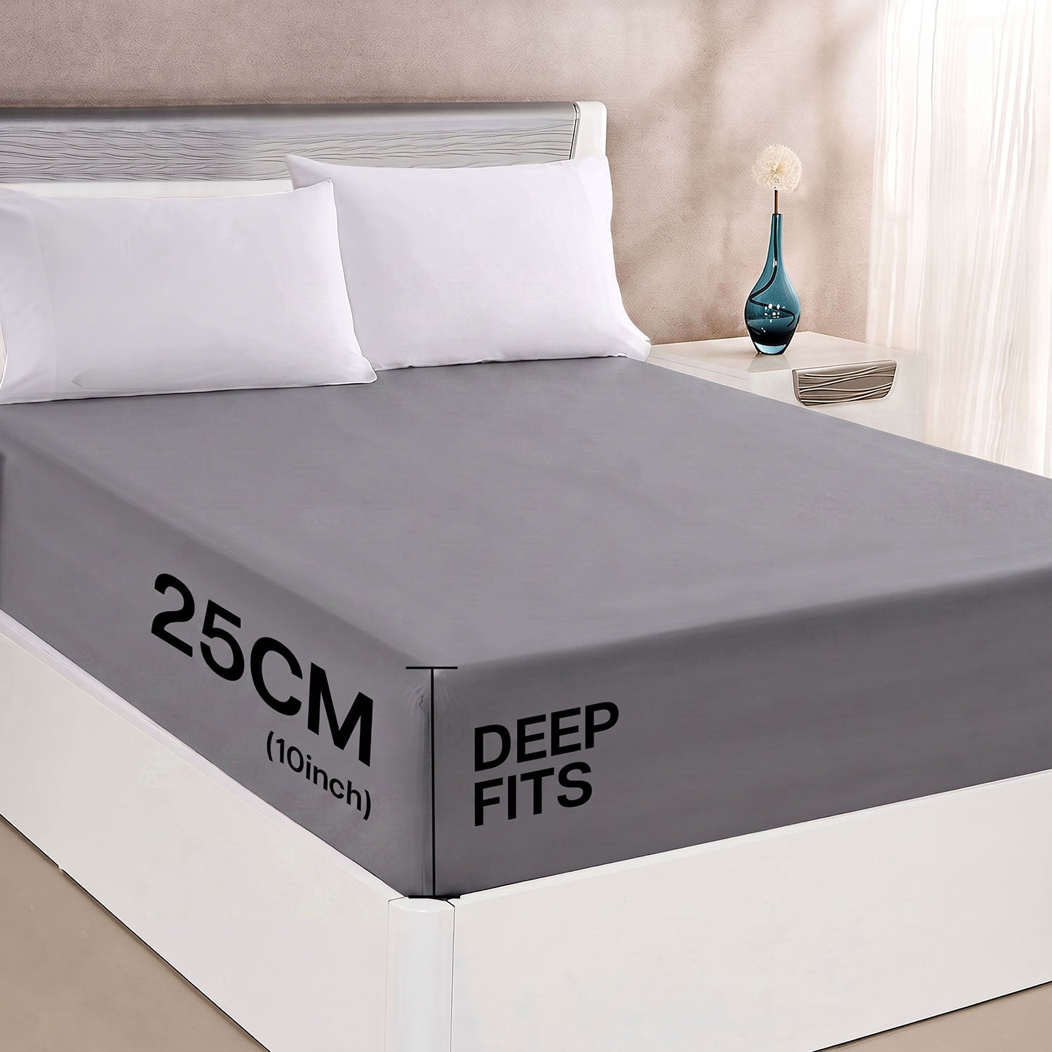 Charcoal Grey 100% cotton fitted sheet by Nylsa