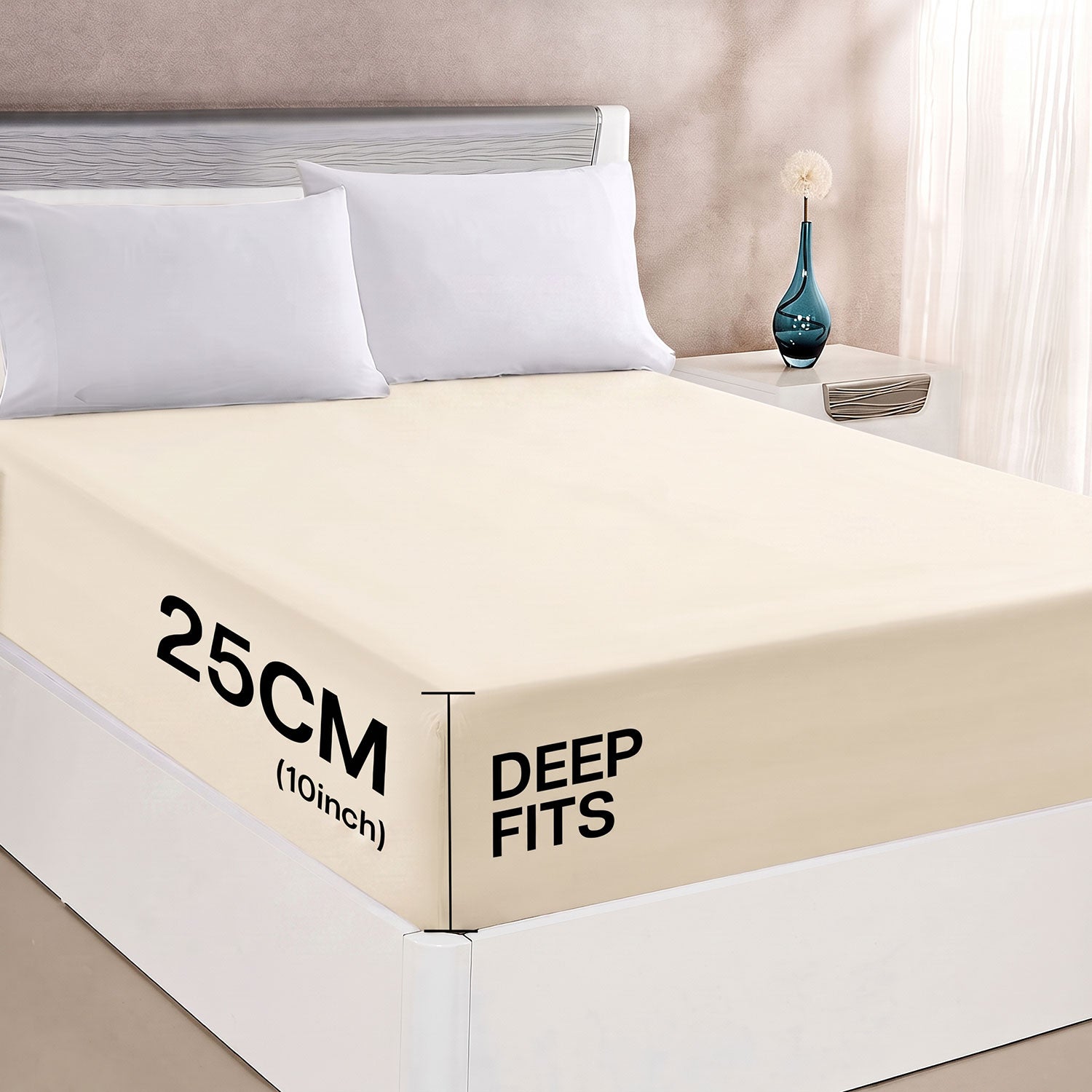 Cream 100% cotton fitted sheet by Nylsa