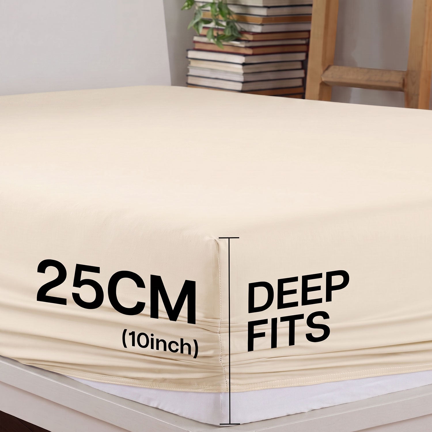 Cream 100% cotton fitted sheet by Nylsa