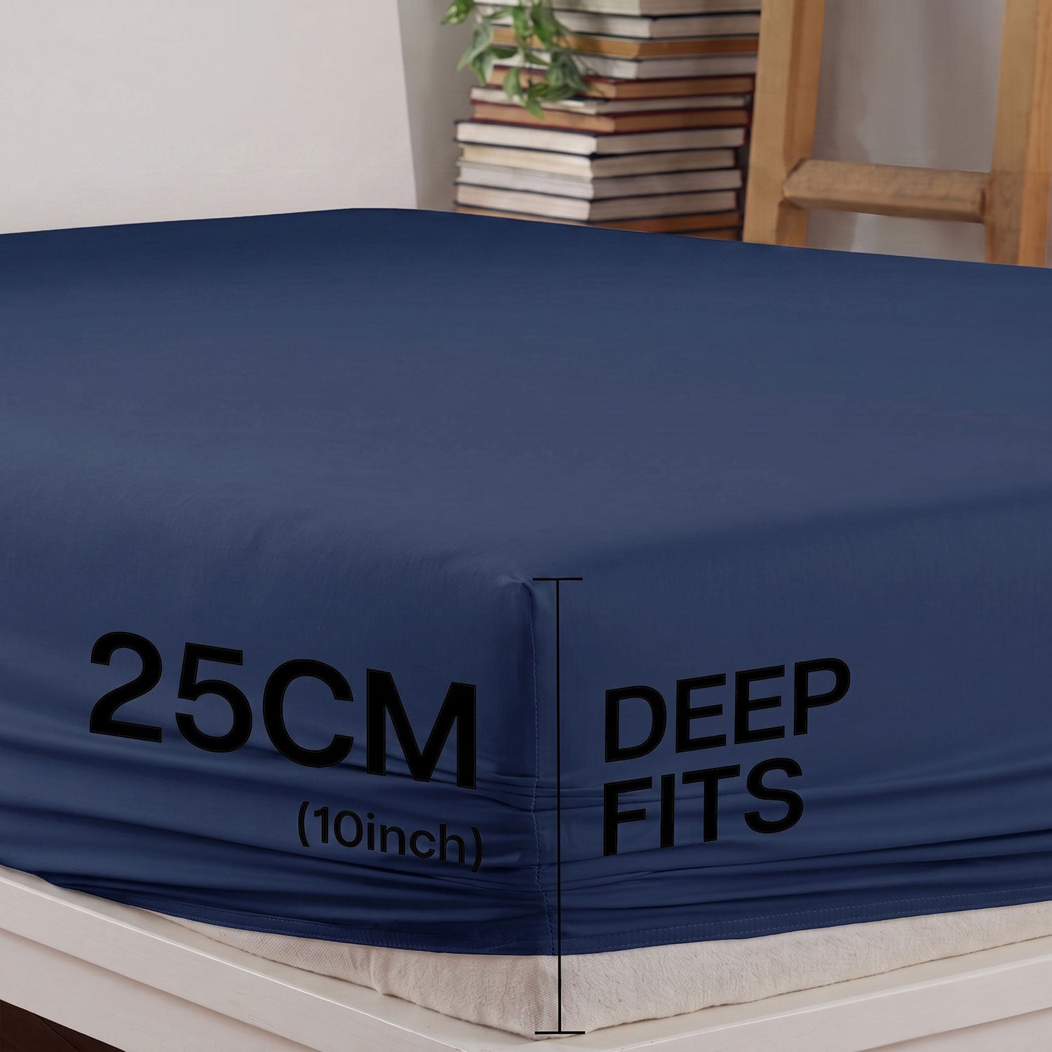 Deep Navy 100% cotton fitted sheet by Nylsa