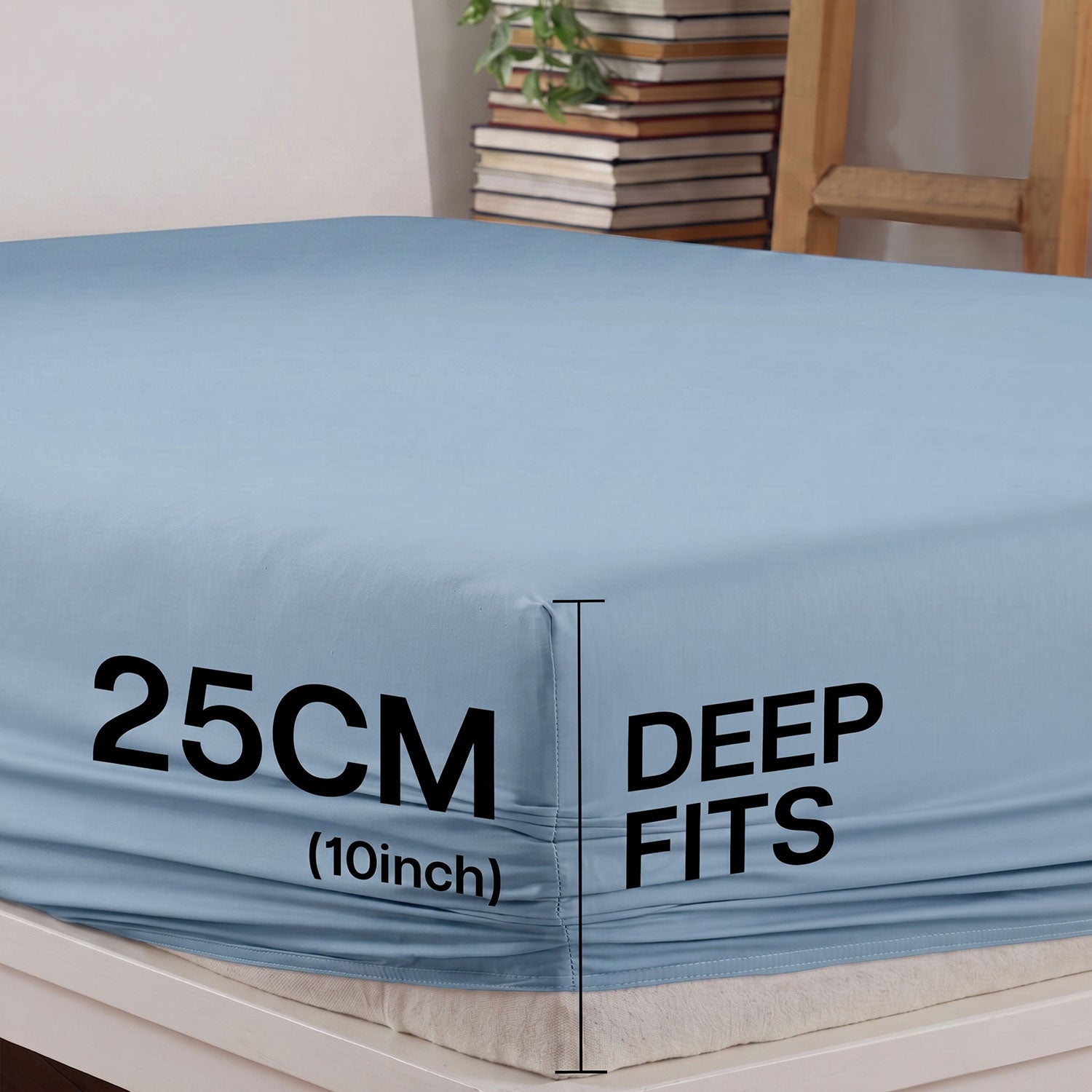 Dusty Blue 100% cotton fitted sheet by Nylsa