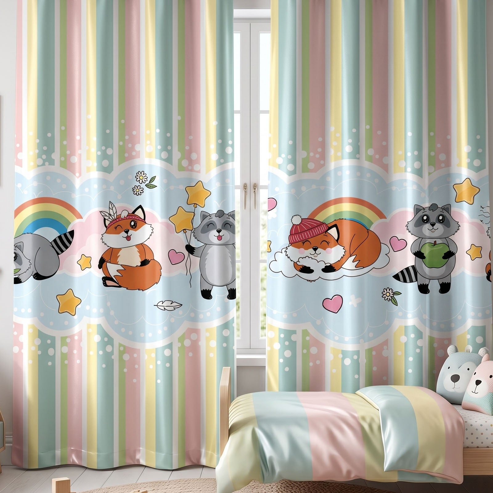 Cuddles Digital Printed Eyelet Curtains – Pair