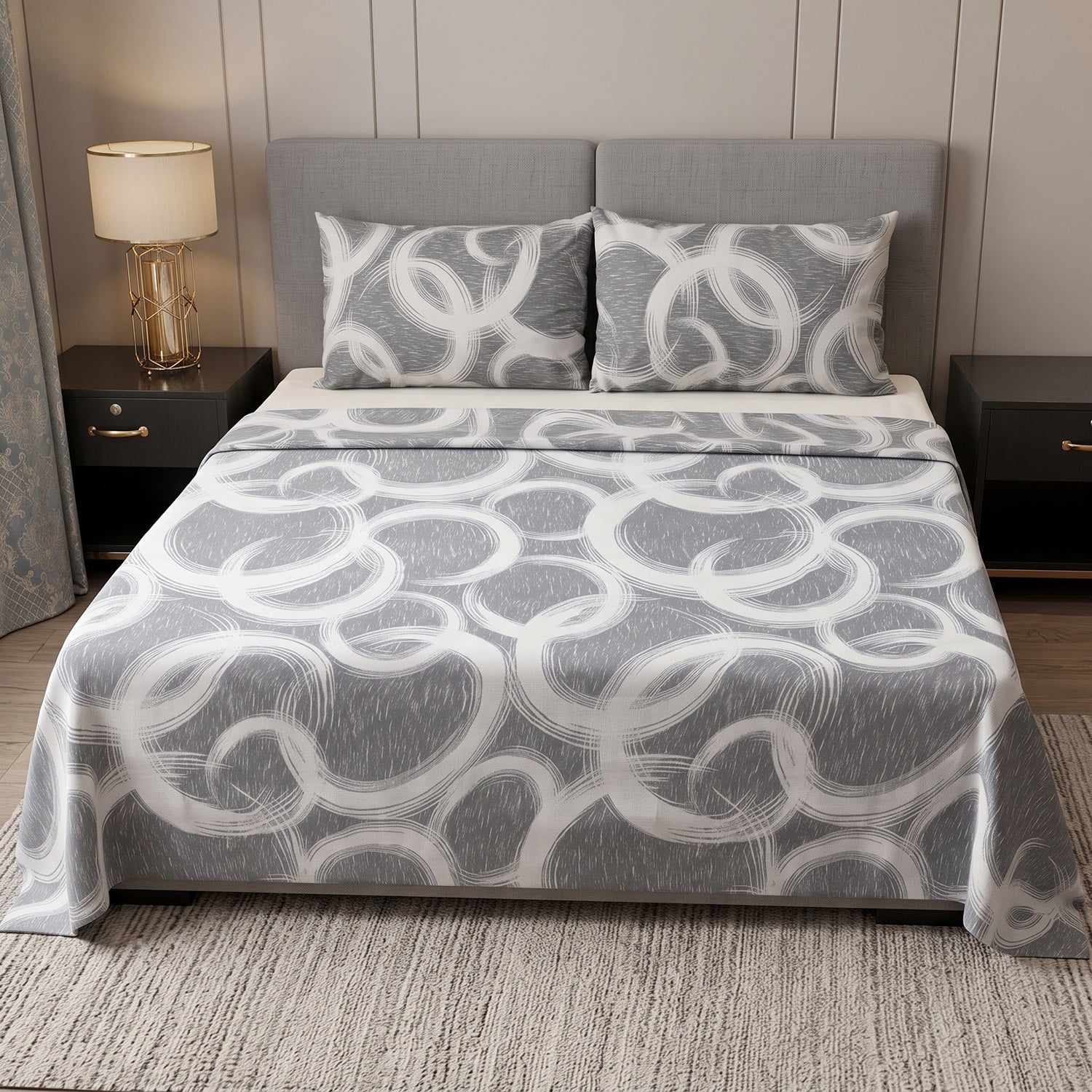 Eclipse Printed Bed Sheet Set – King Size 3 Pcs
