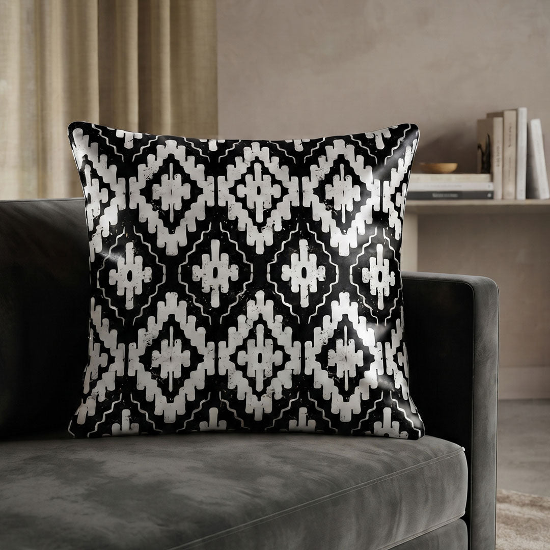 Noir Ikat digital printed cushion cover by Nylsa
