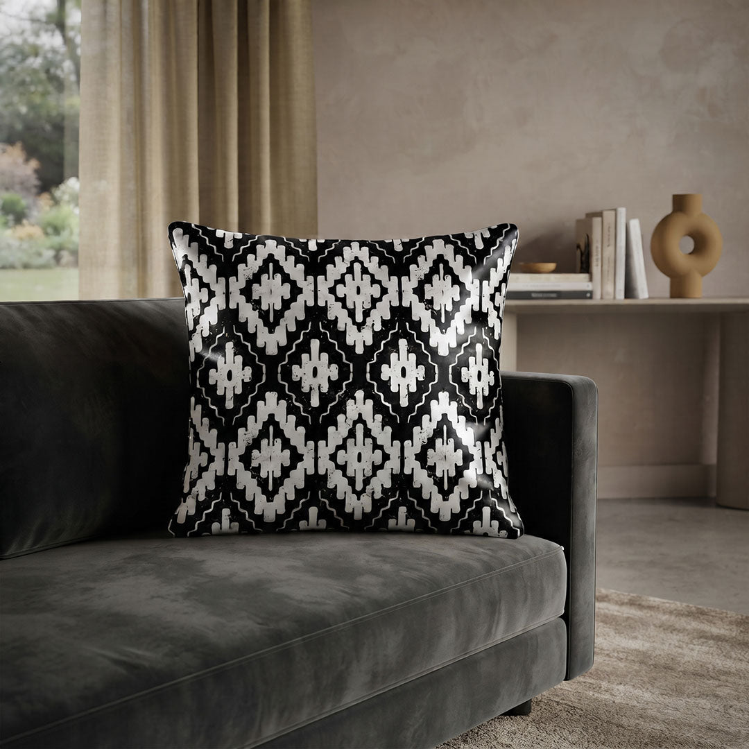 Noir Ikat digital printed cushion cover by Nylsa