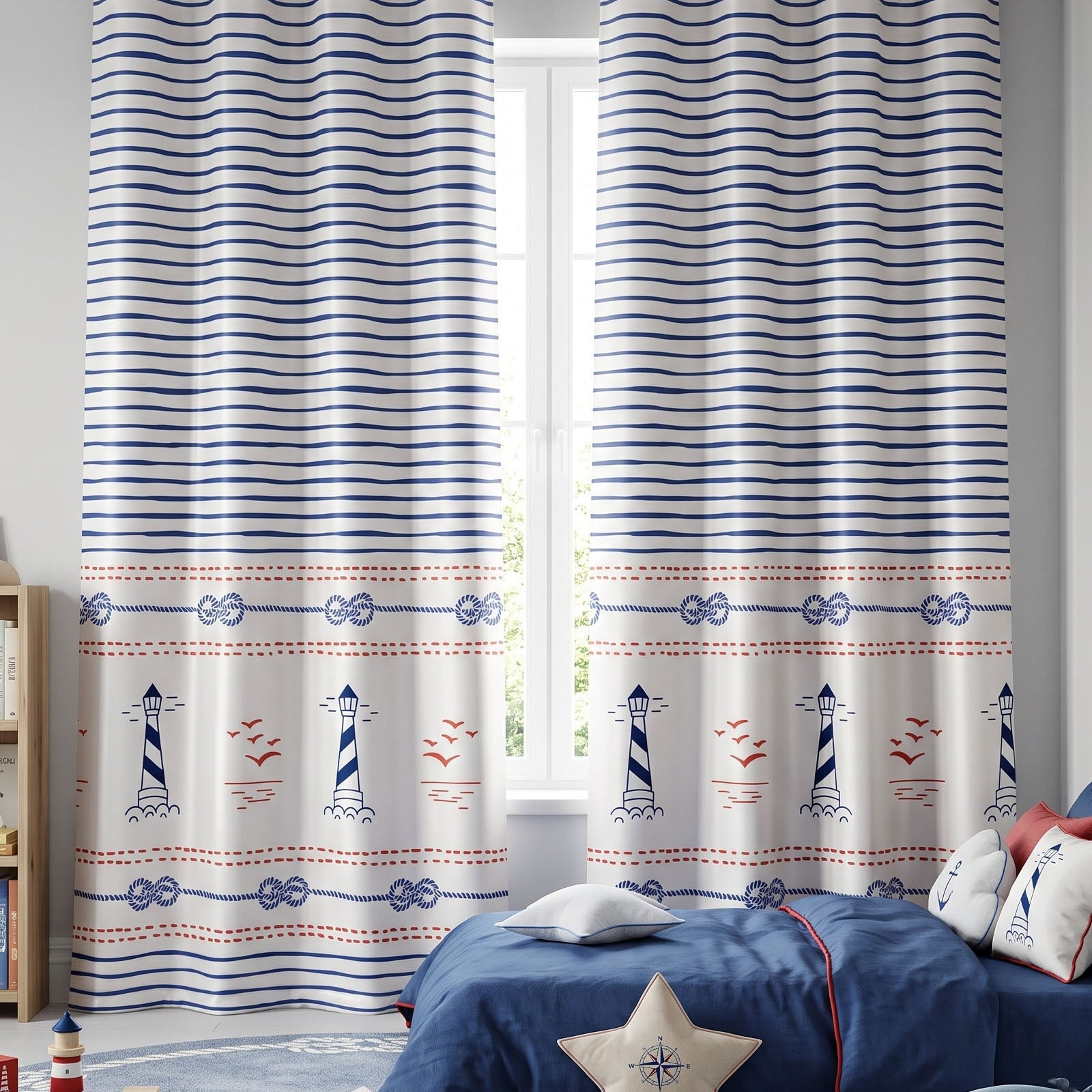 Sailor Digital Printed Eyelet Curtains – Pair