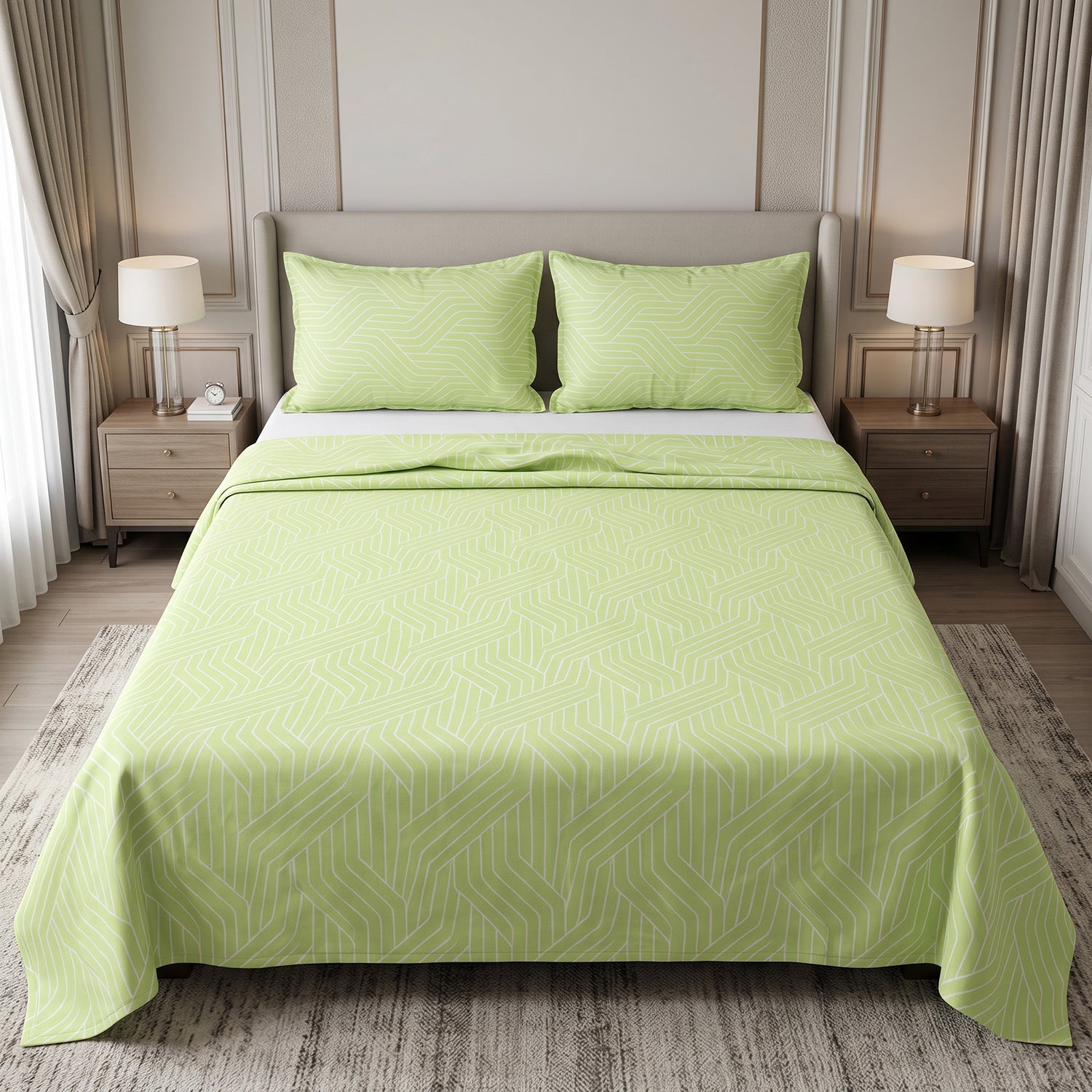 Limewave Printed Bed Sheet Set – King Size 3 Pcs