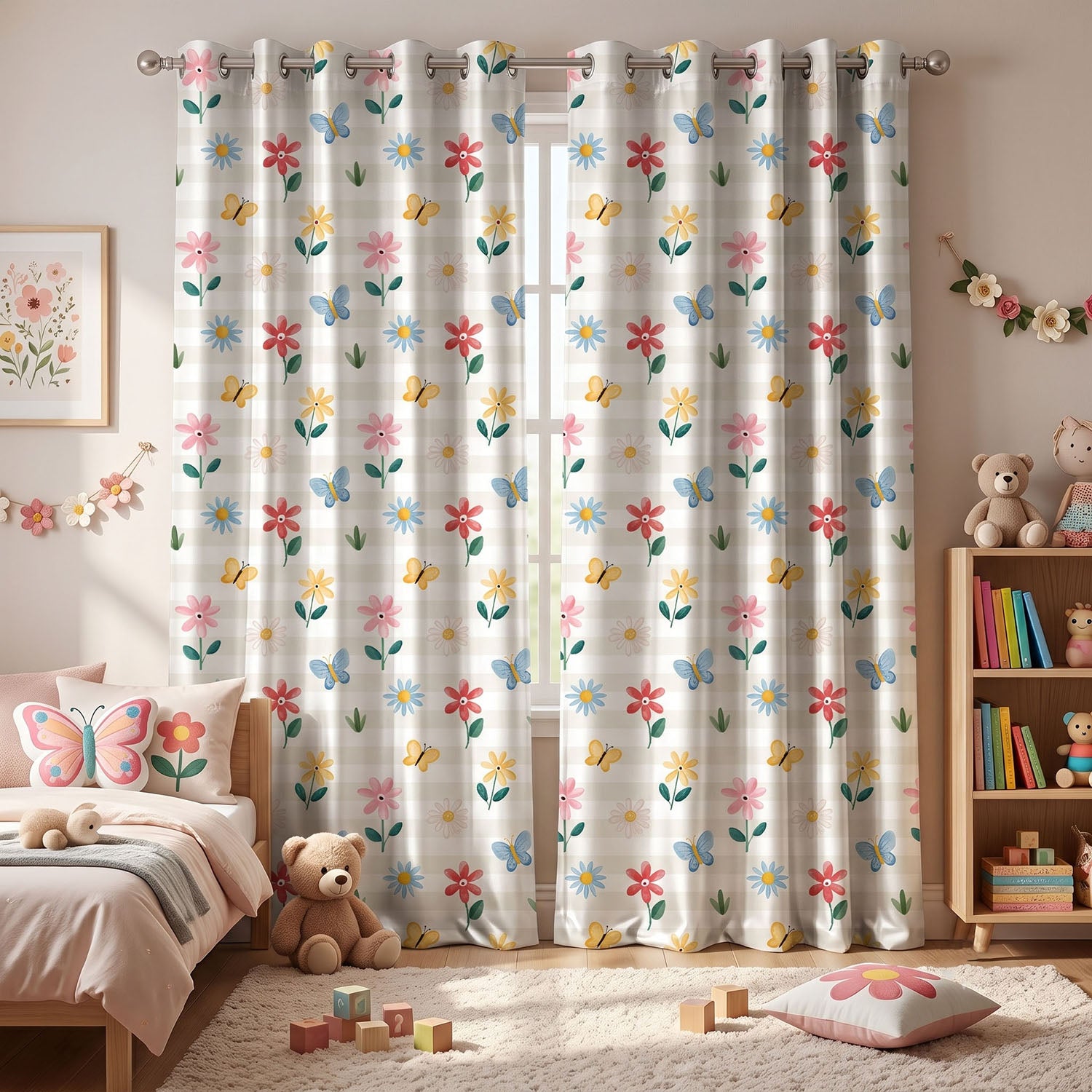 Meadow Digital Printed Eyelet Curtains – Pair