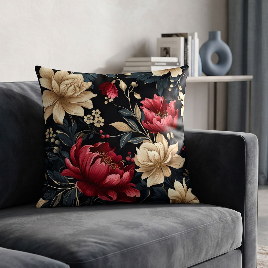 Midnight Bouquet digital printed cushion cover by Nylsa