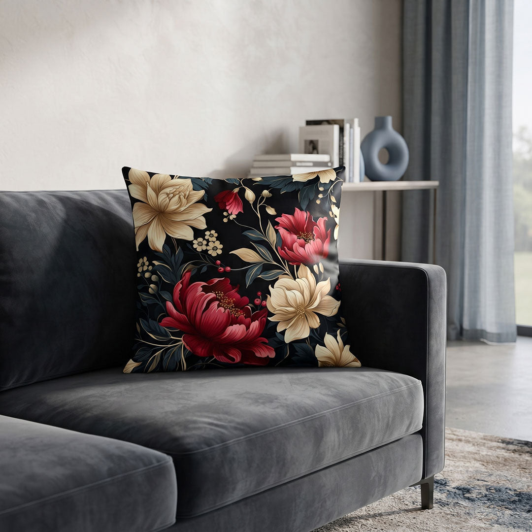 Midnight Bouquet digital printed cushion cover by Nylsa