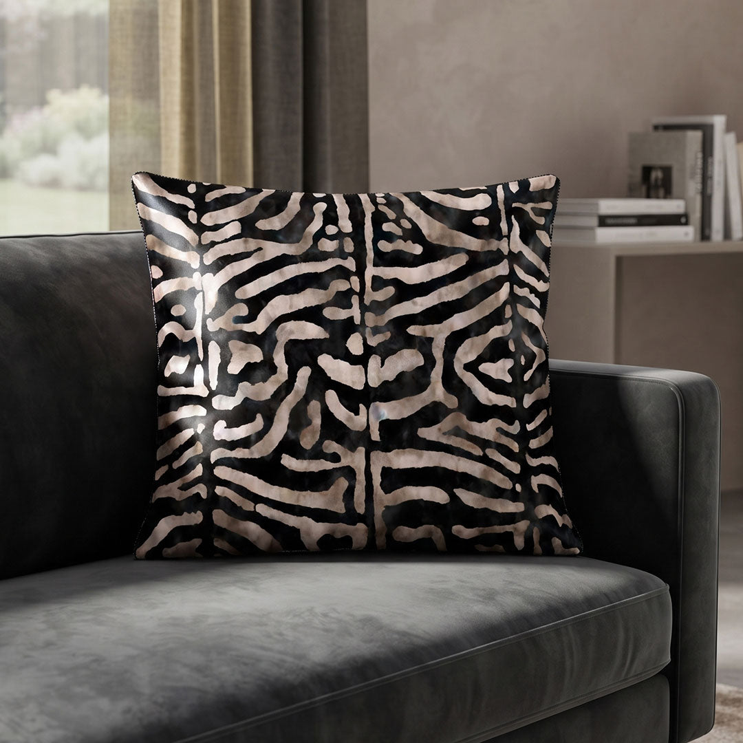 Zebra Noir digital printed cushion cover by Nylsa