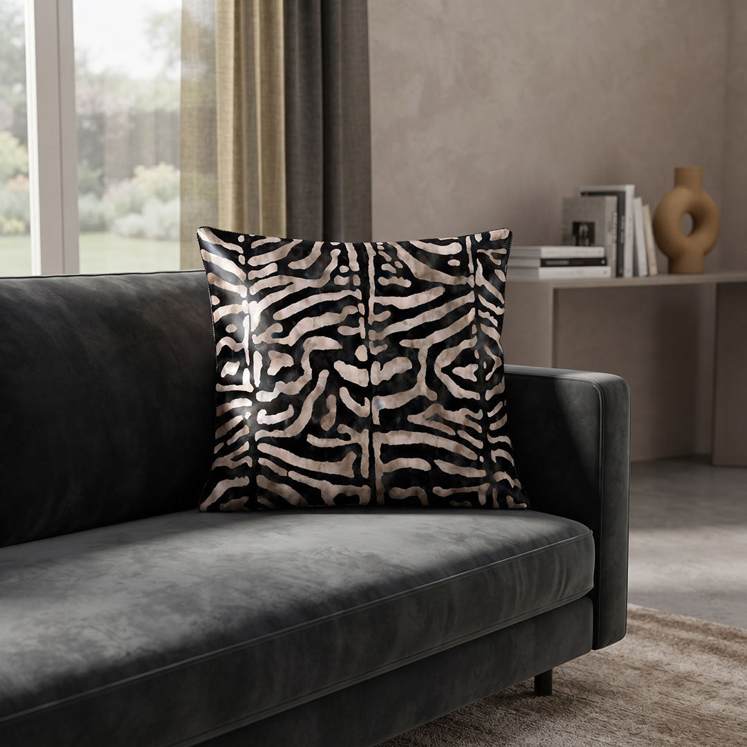Zebra Noir digital printed cushion cover by Nylsa