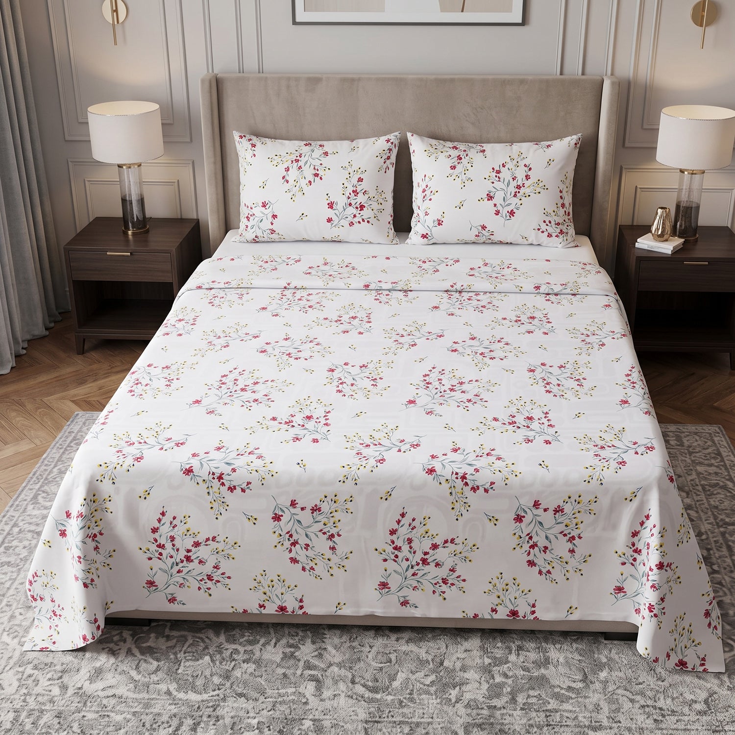 Florina Printed Bed Sheet Set – King Size 3 Pcs