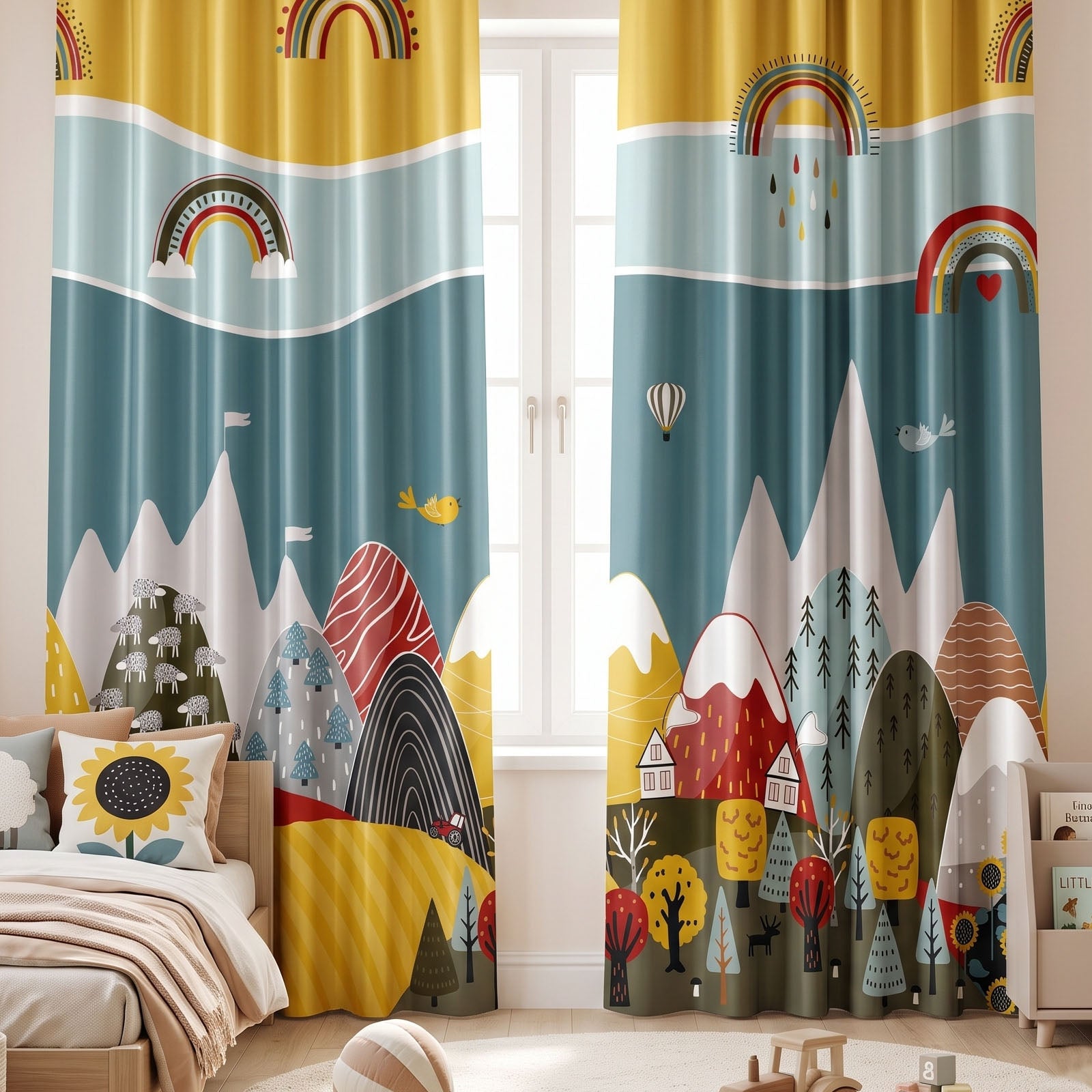 Horizon Digital Printed Eyelet Curtains – Pair
