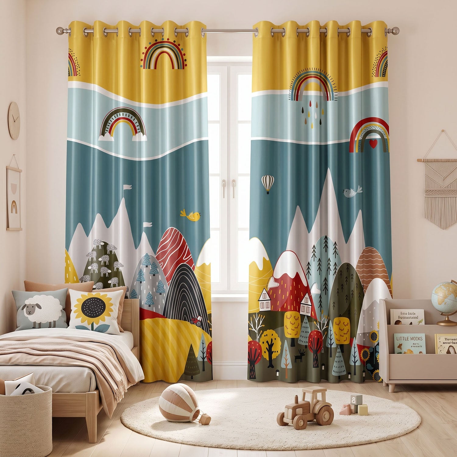 Horizon Digital Printed Eyelet Curtains – Pair