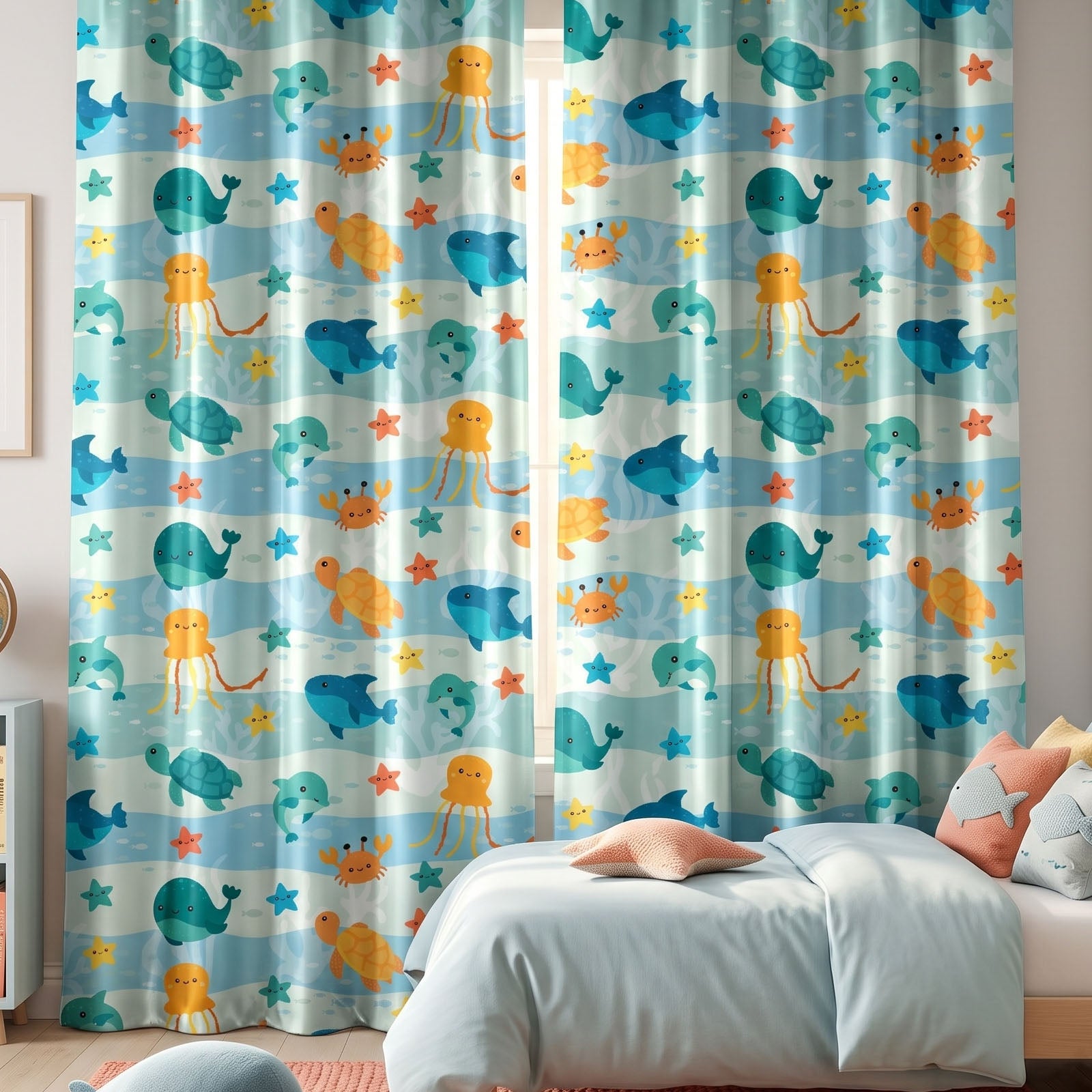 Seabreeze Digital Printed Eyelet Curtains – Pair