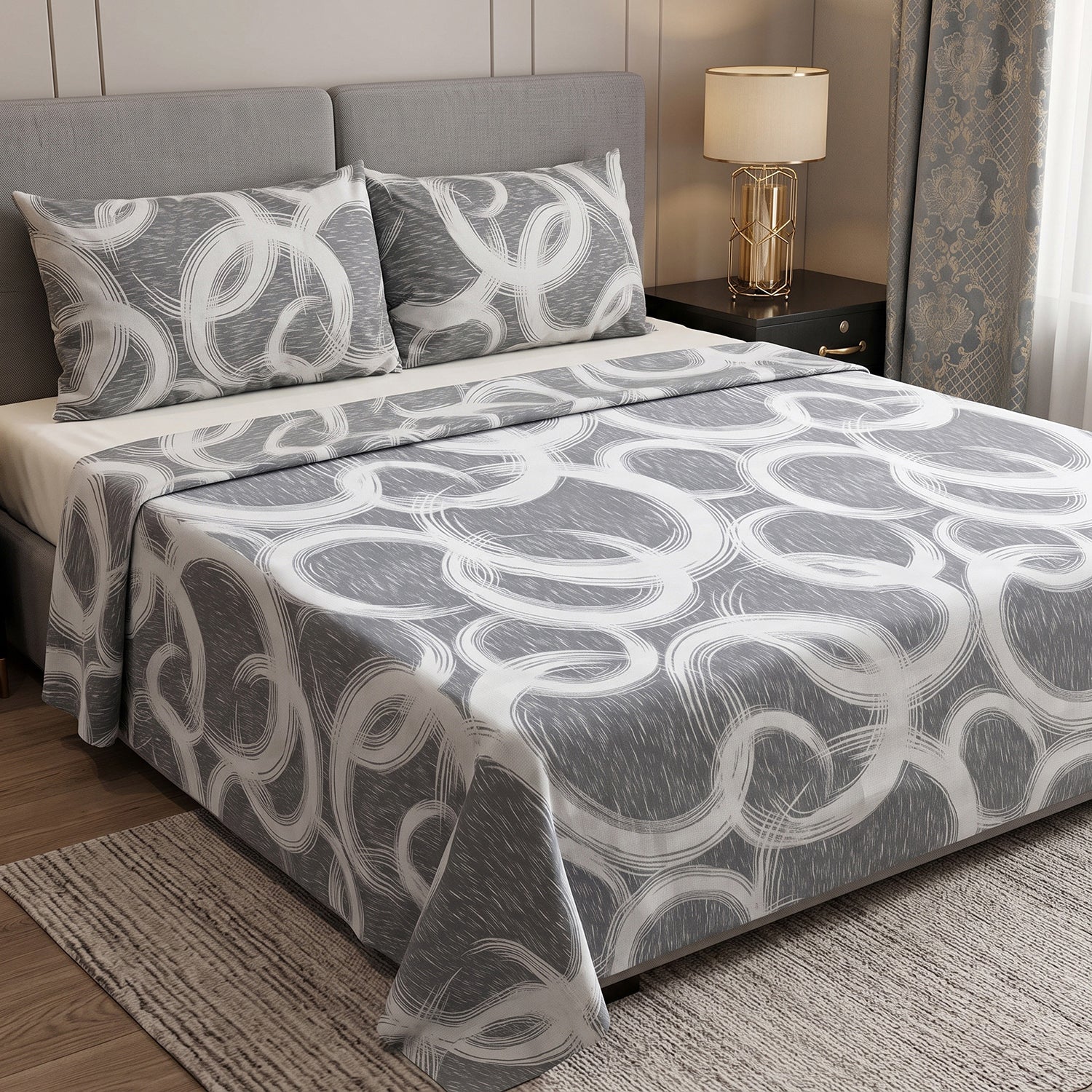 Eclipse Printed Bed Sheet Set – King Size 3 Pcs