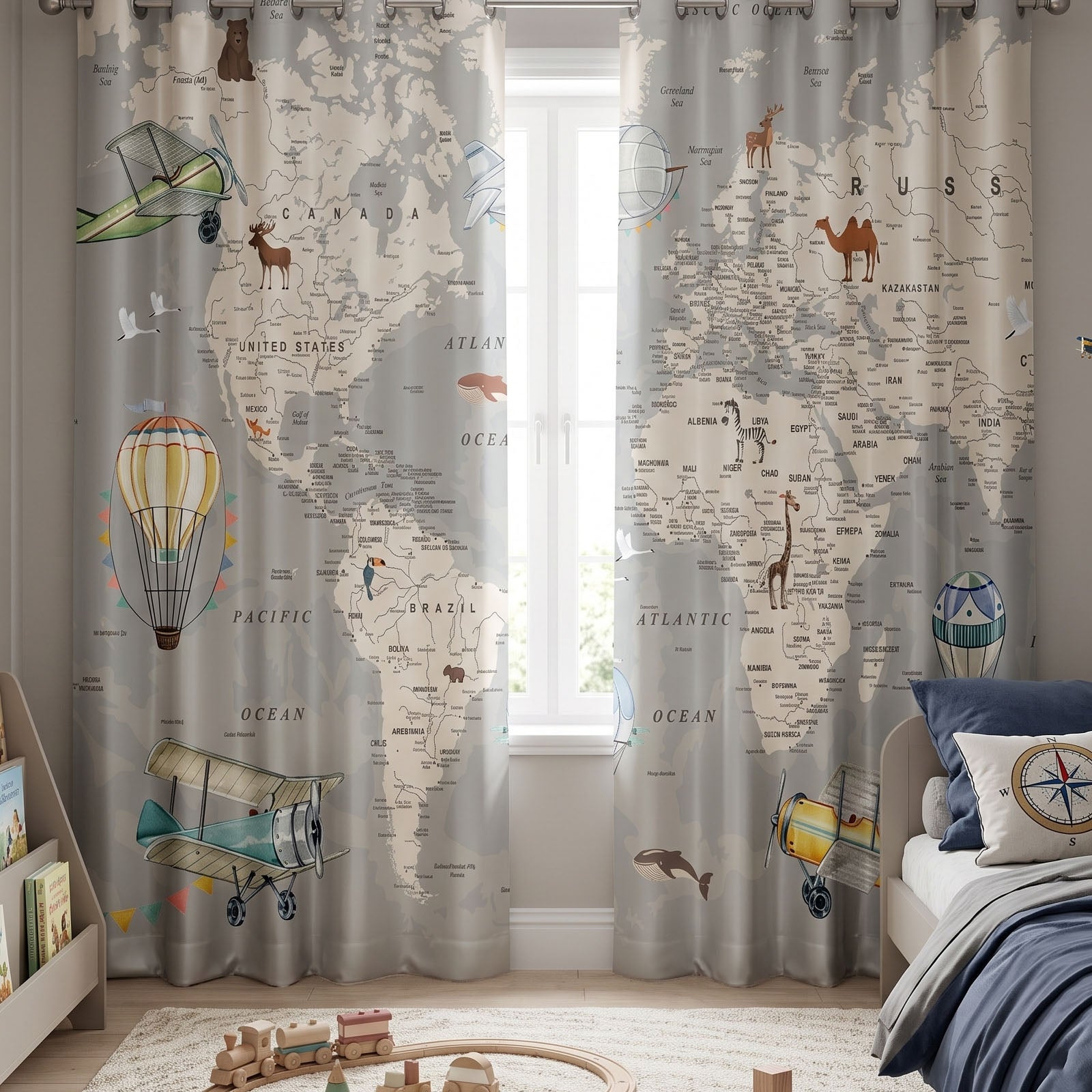 Explorer Digital Printed Eyelet Curtains – Pair