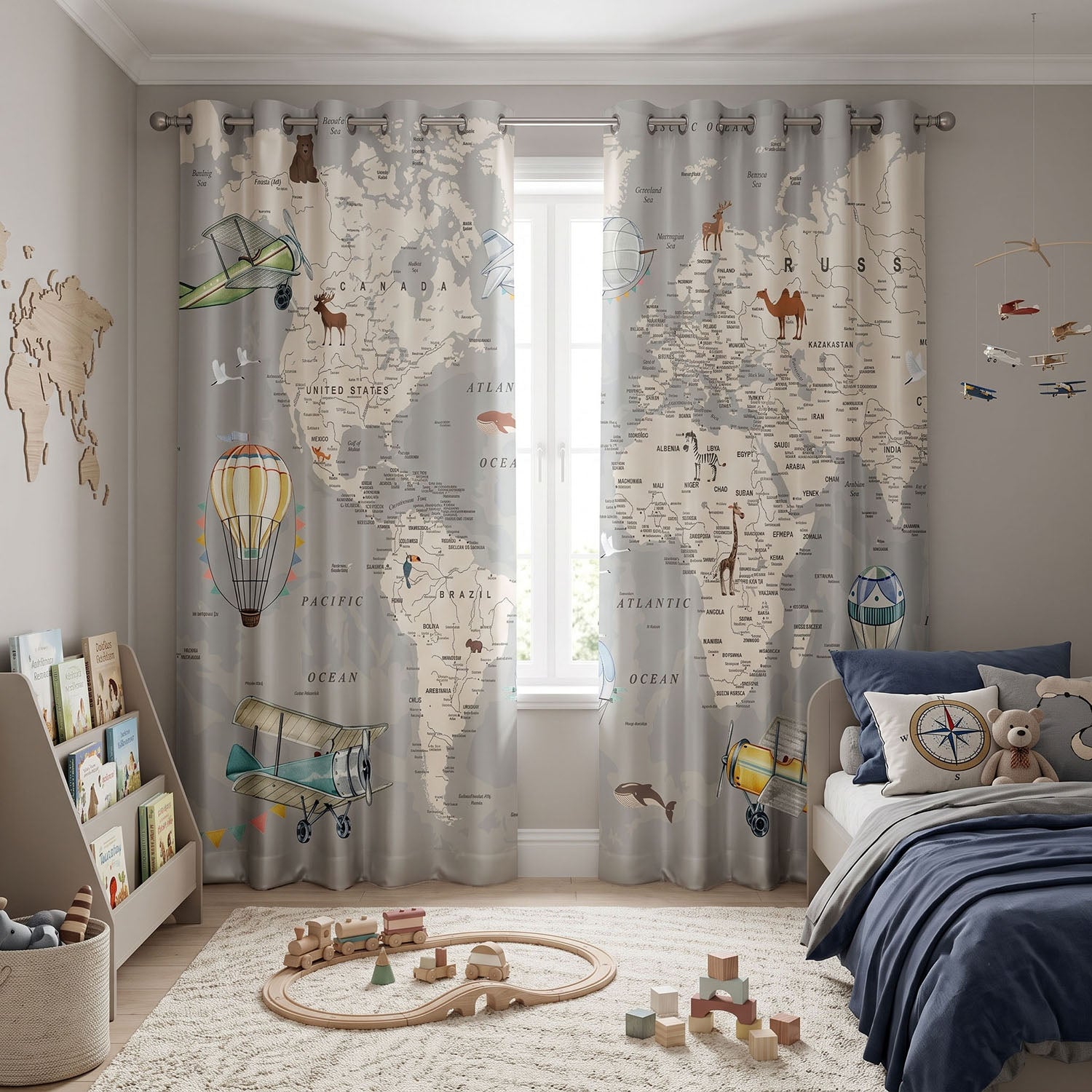 Explorer Digital Printed Eyelet Curtains – Pair
