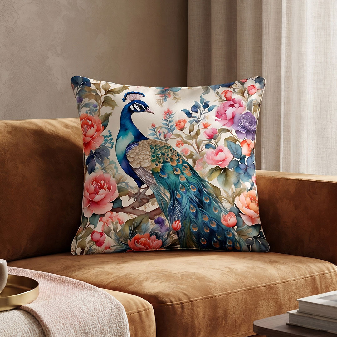 Peacock Garden digital printed cushion cover by Nylsa