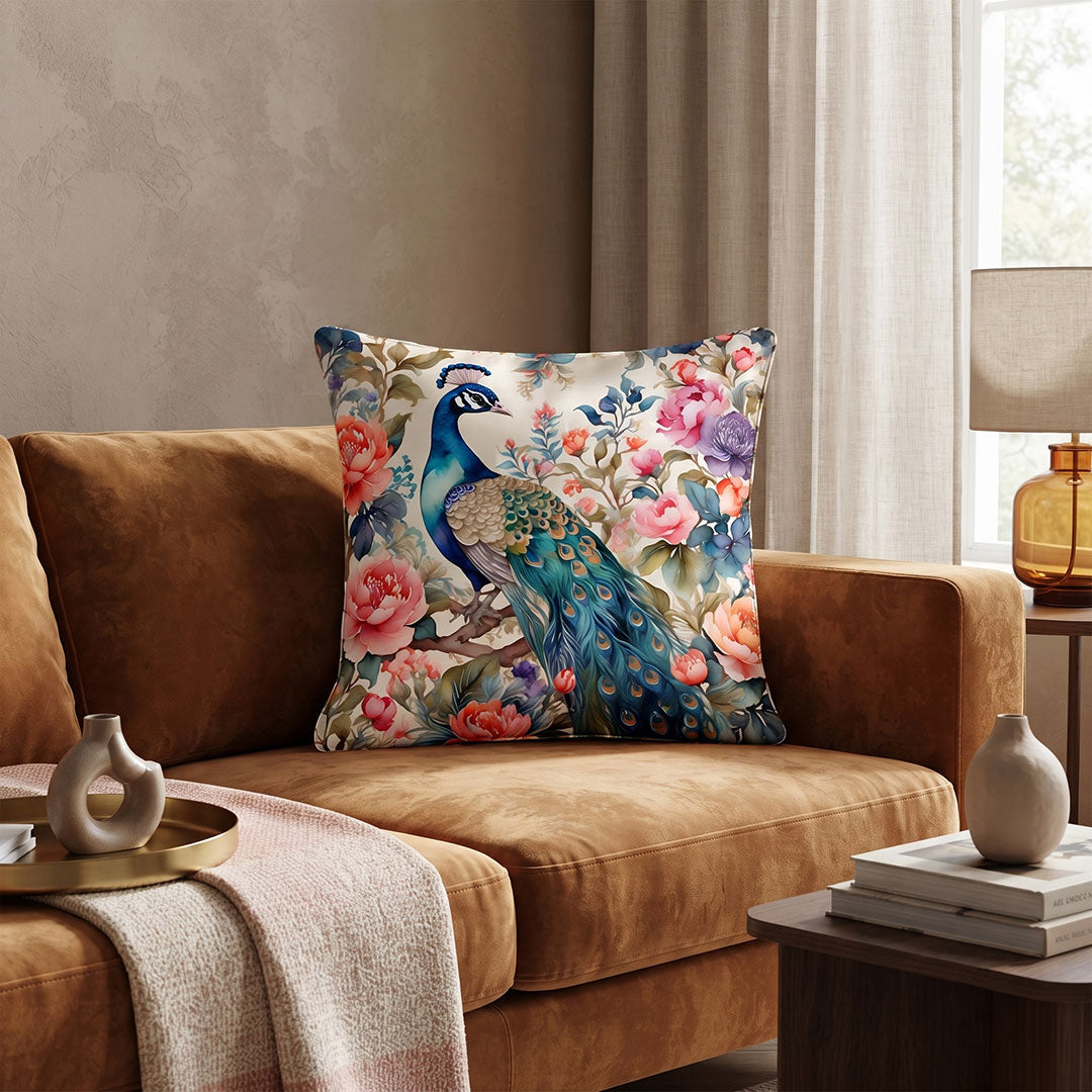 Peacock Garden digital printed cushion cover by Nylsa