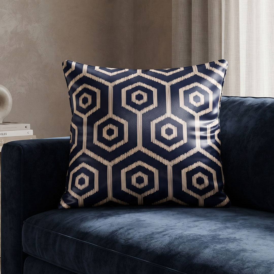 Hexa Navy digital printed cushion cover by Nylsa
