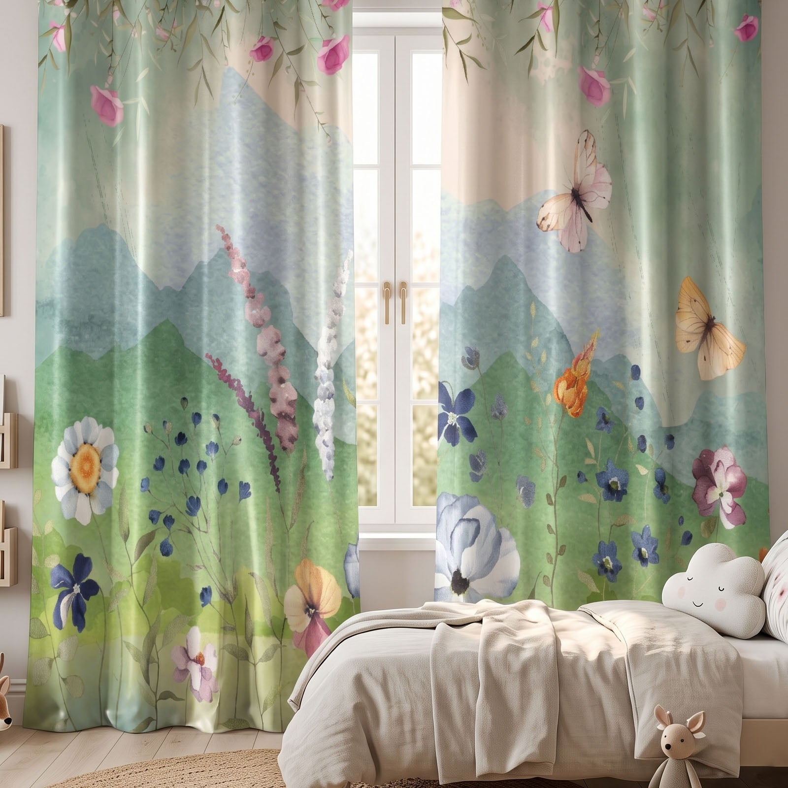 Meadow Digital Printed Eyelet Curtains – Pair
