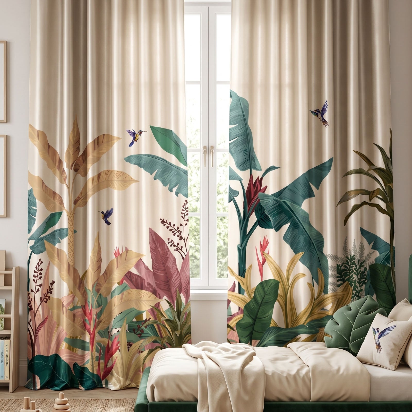 Tropica Digital Printed Eyelet Curtains – Pair