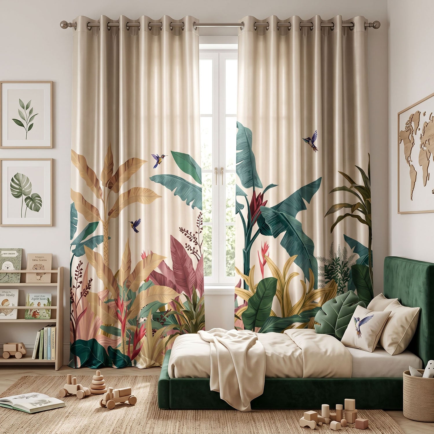 Tropica Digital Printed Eyelet Curtains – Pair