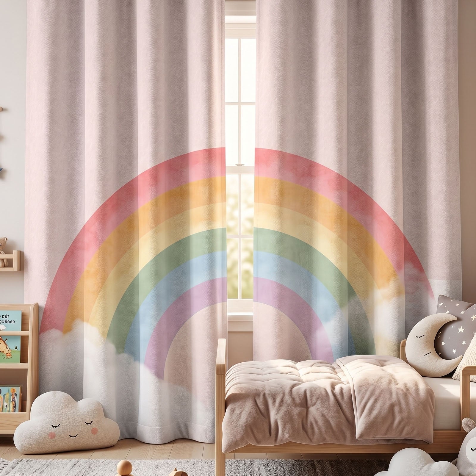 Rainbow Digital Printed Eyelet Curtains – Pair