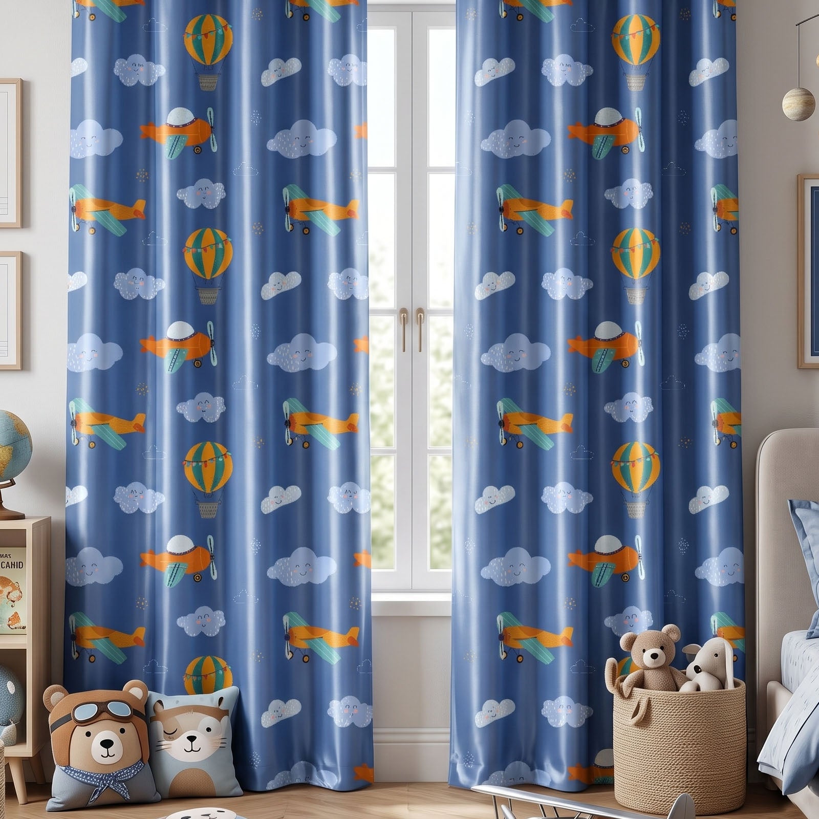 Aviator Digital Printed Eyelet Curtains – Pair