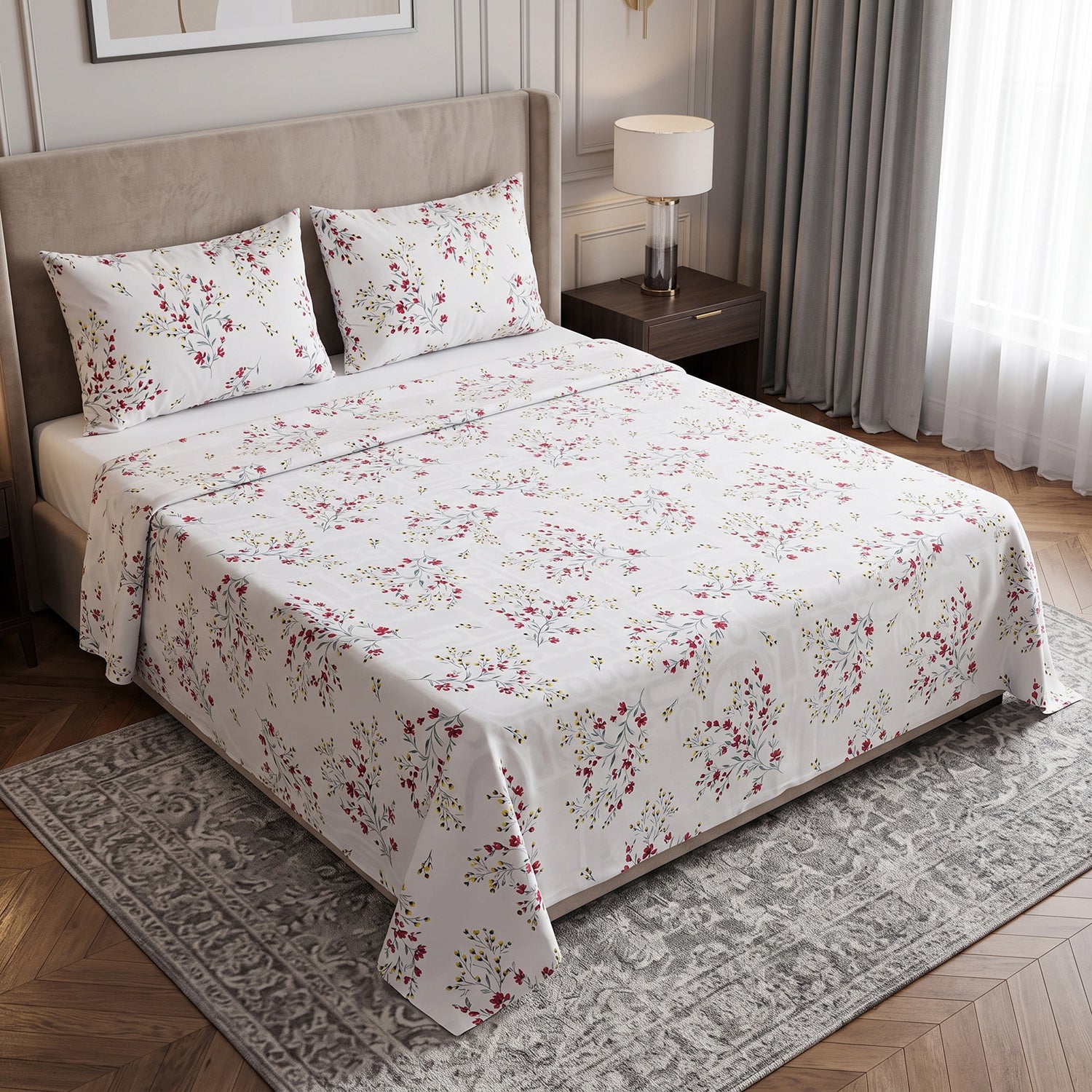 Florina Printed Bed Sheet Set – King Size 3 Pcs