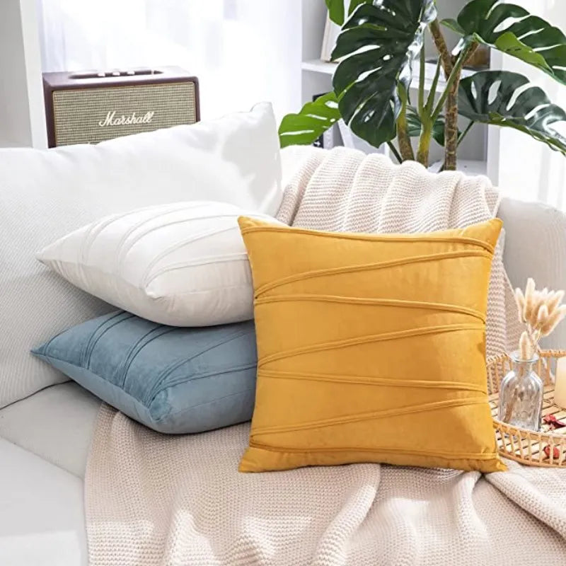 Multicolor velvet cushion covers set of 3 by Nylsa