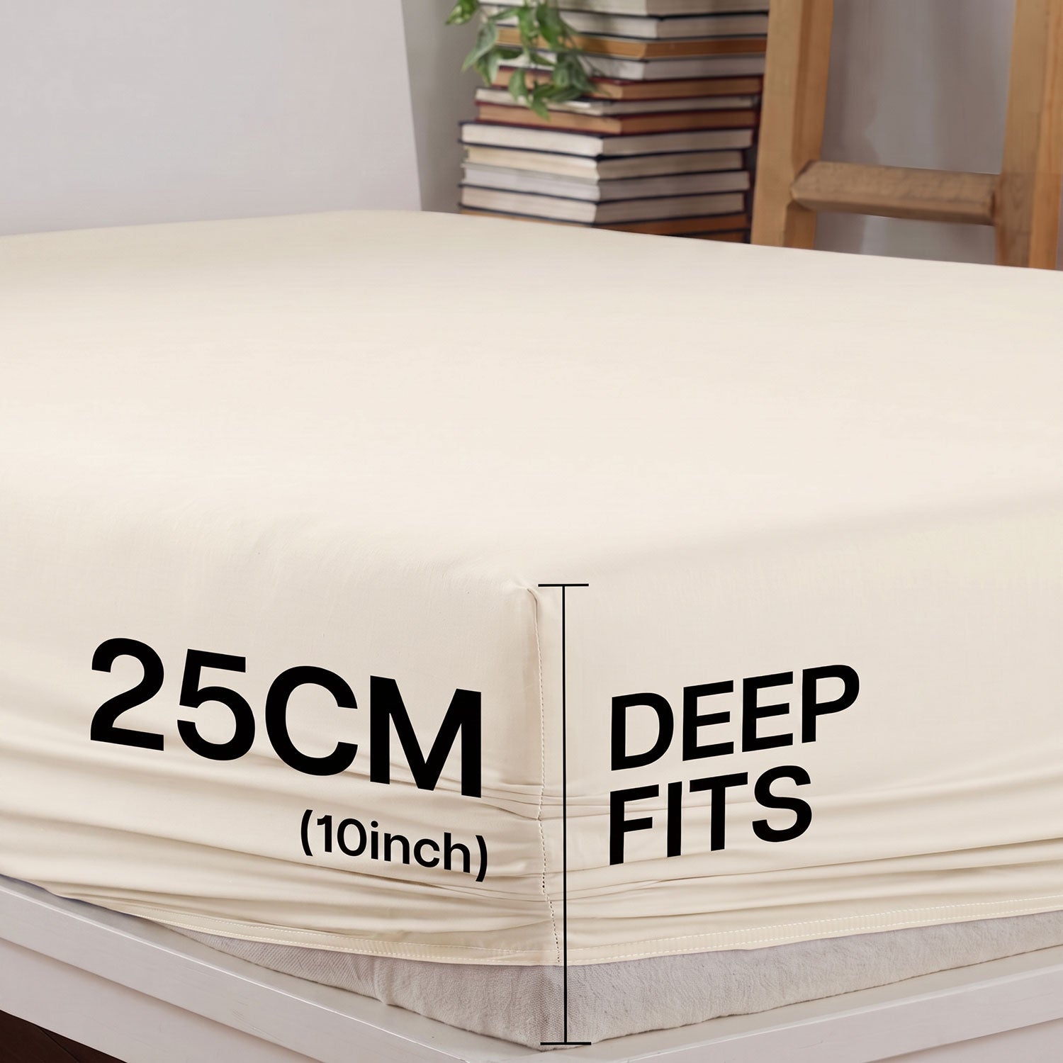 Ivory 100% cotton fitted sheet by Nylsa