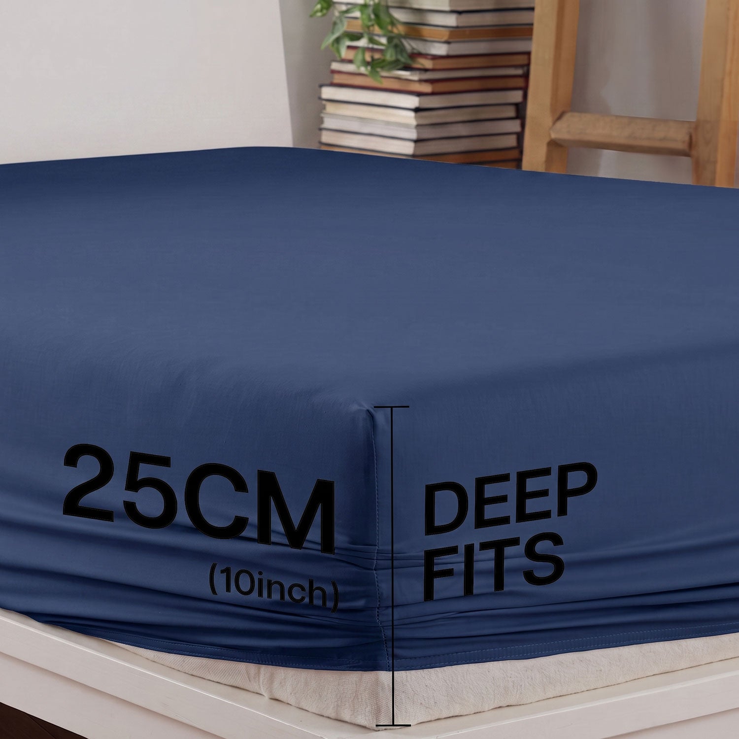 Navy Blue 100% cotton fitted sheet by Nylsa