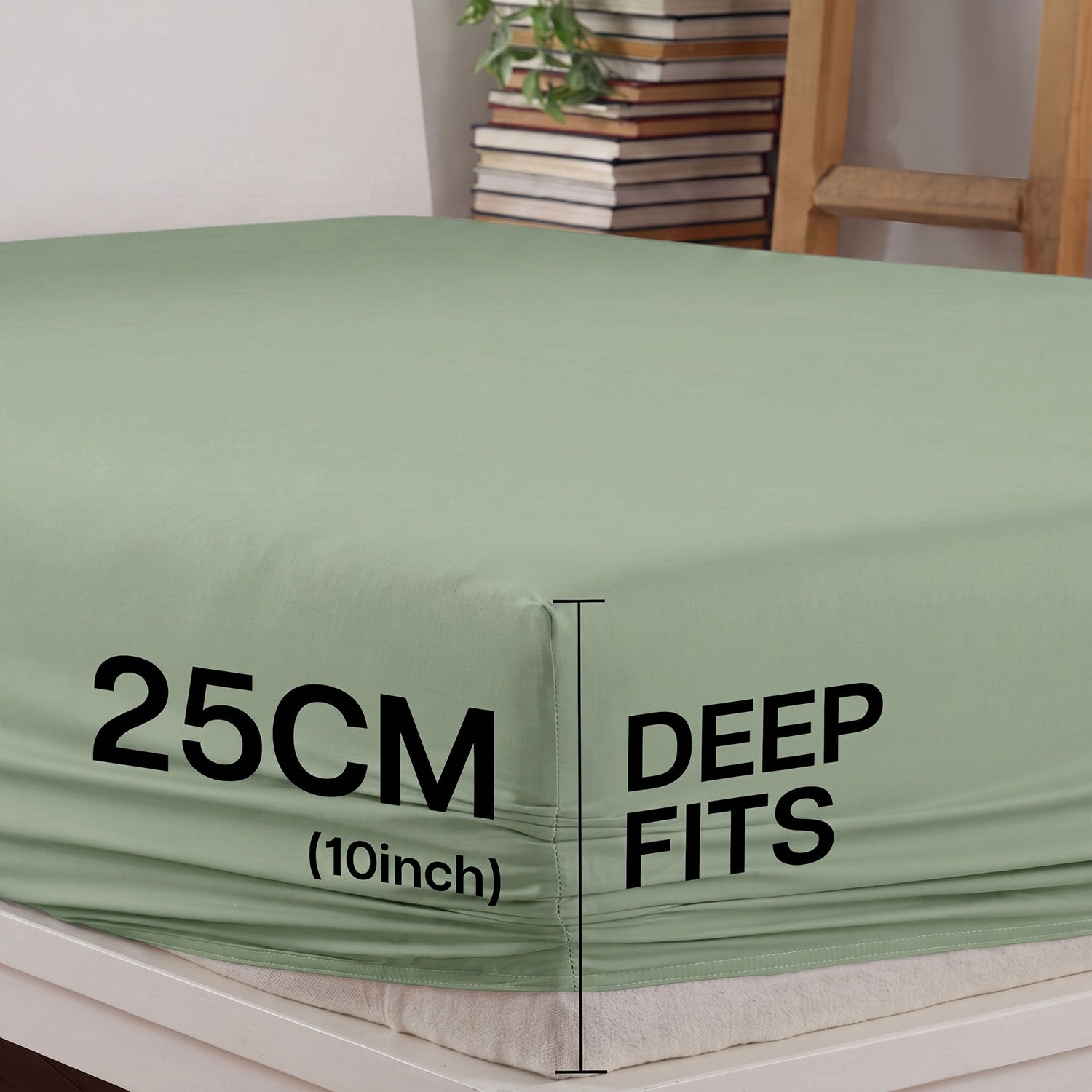 Sage Green 100% cotton fitted sheet by Nylsa