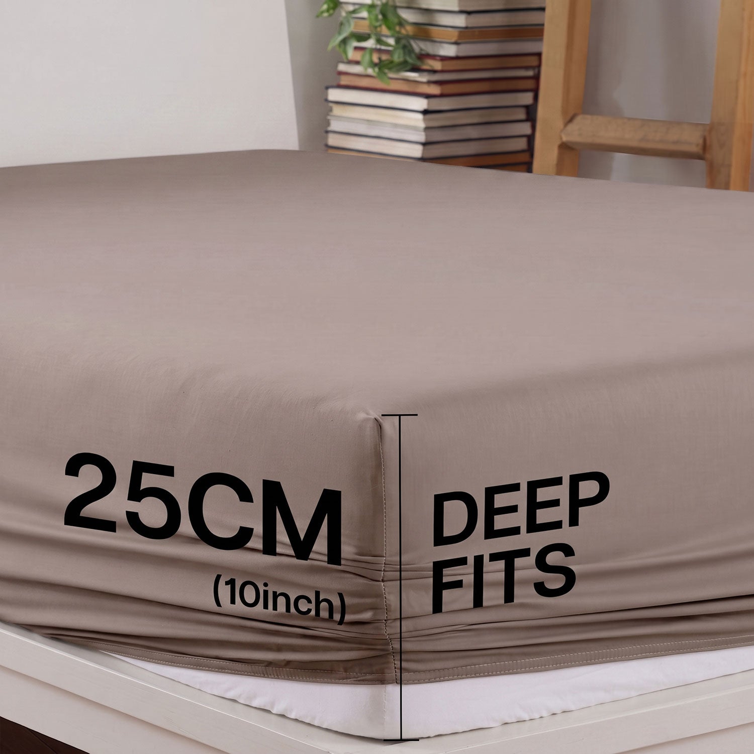 Taupe 100% cotton fitted sheet by Nylsa