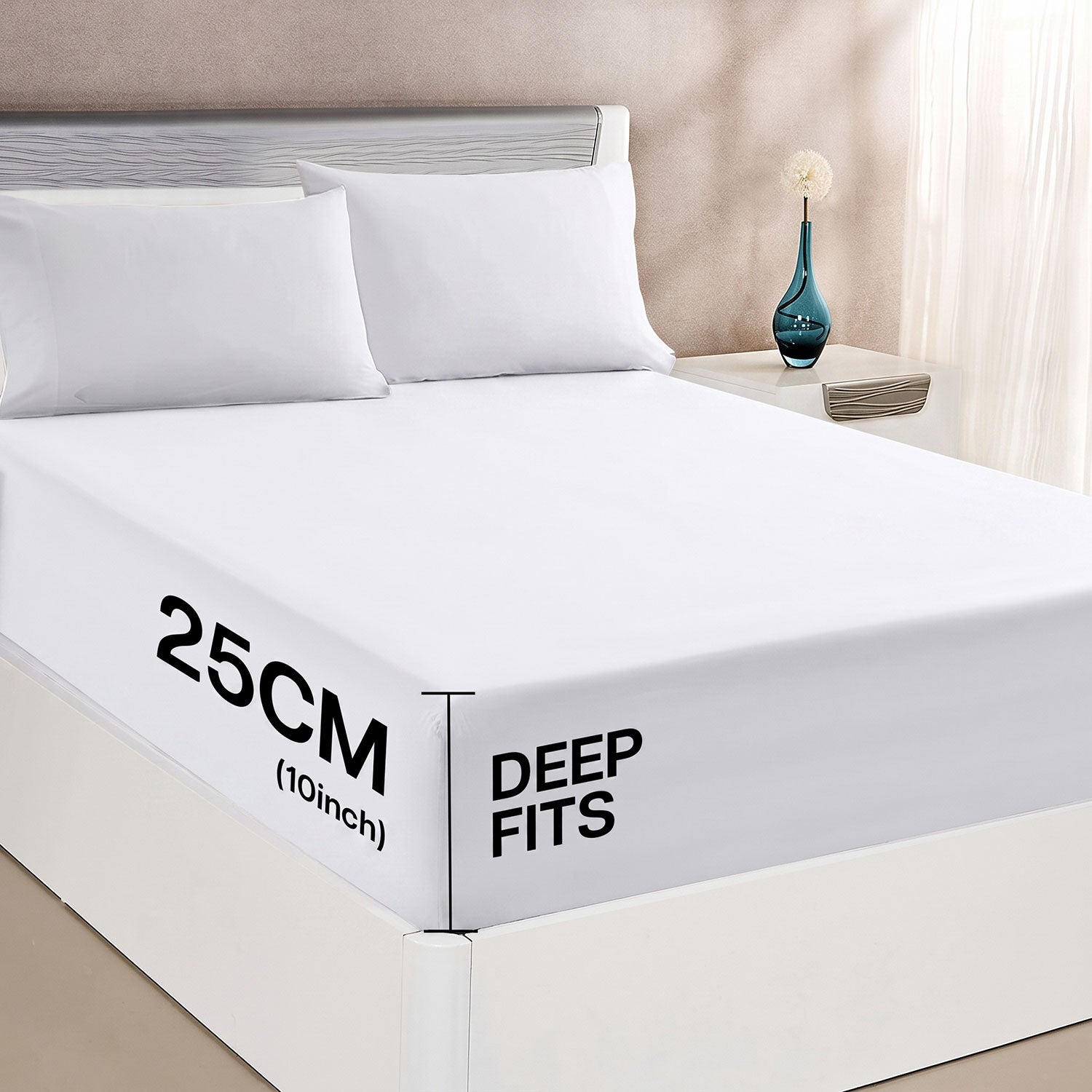 White 100% cotton fitted sheet by Nylsa