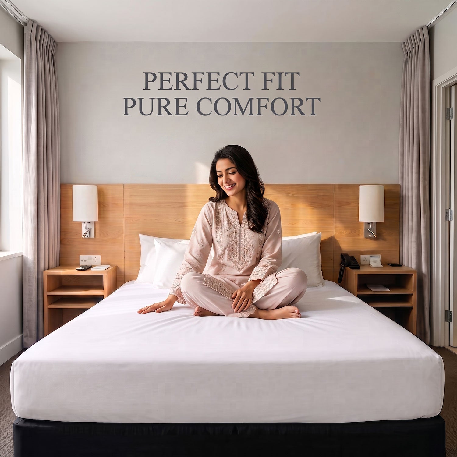 White 100% cotton fitted sheet by Nylsa